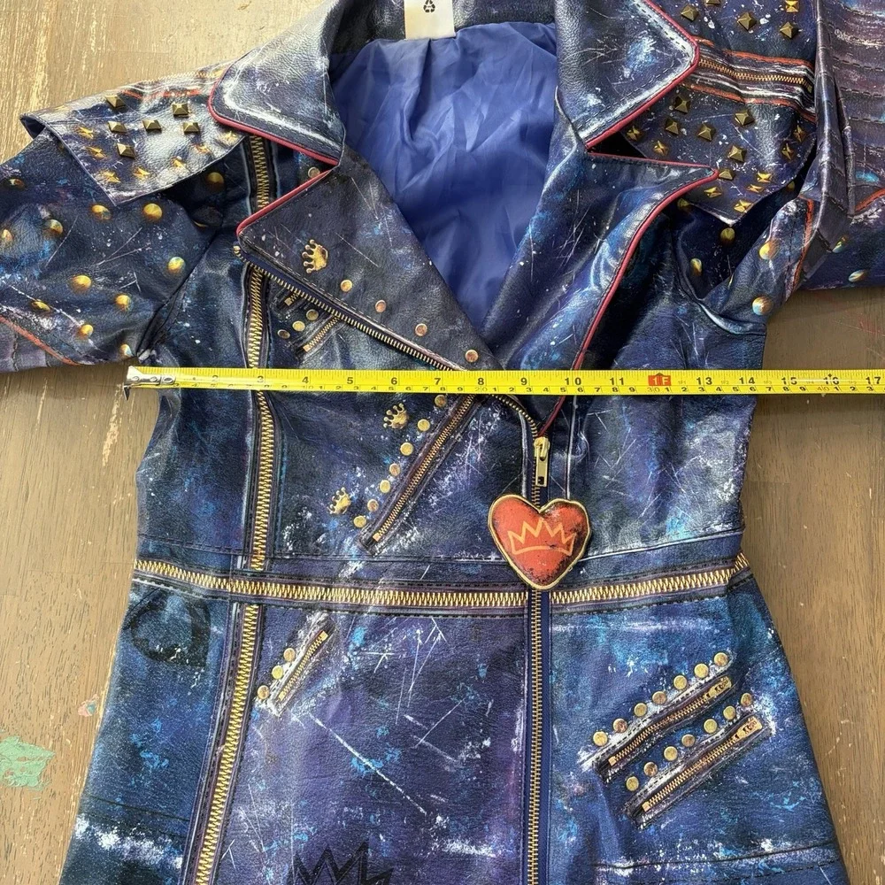 Disney Descendants 11/12 Evie Halloween costume Faux Leather Trench Coat Jacket